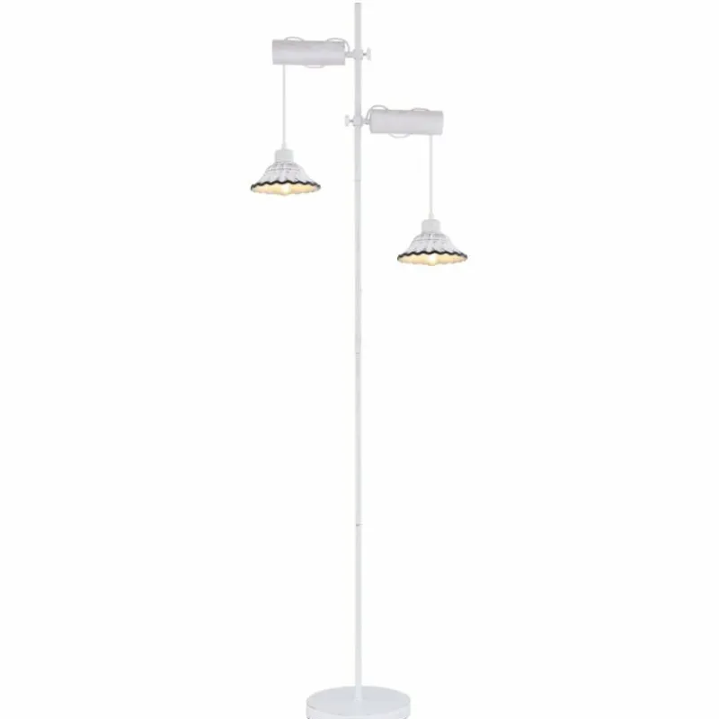 Luminaires Scandinaves-Luminaires Globo Lighting Lampadaire Globo JOWITA Blanc, 2 lumières