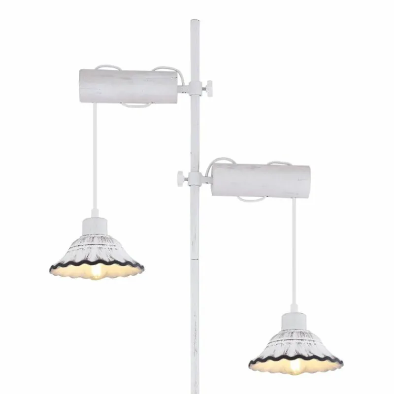Luminaires Scandinaves-Luminaires Globo Lighting Lampadaire Globo JOWITA Blanc, 2 lumières