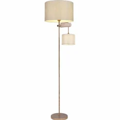 Lampes En Tissu-Luminaires Globo Lighting Lampadaire Globo LENNI Brun, Rouille, 2 lumières