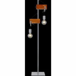 Lampes Industrielles-Luminaires Globo Lighting Lampadaire Globo LUDI Gris, Bois foncé, 2 lumières