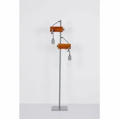 Lampes Industrielles-Luminaires Globo Lighting Lampadaire Globo LUDI Gris, Bois foncé, 2 lumières