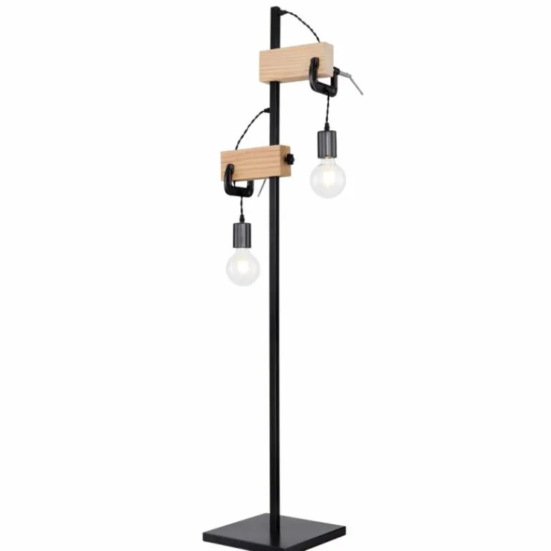 Lampes Industrielles-Luminaires Globo Lighting Lampadaire Globo LUDI Noir, 2 lumières