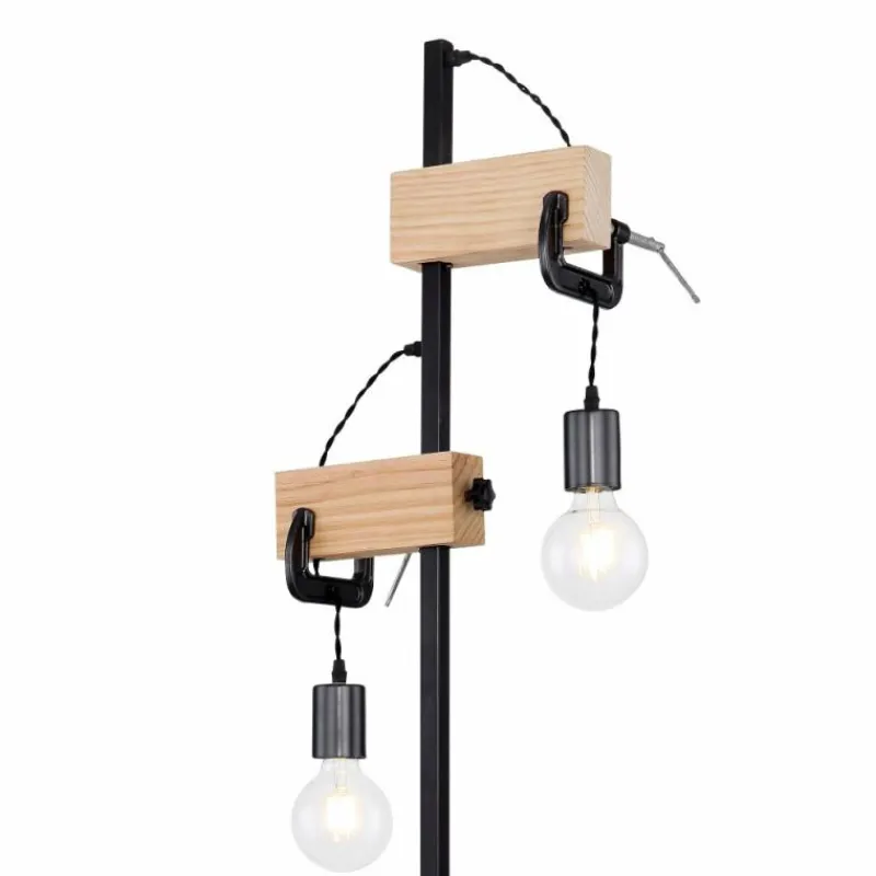 Lampes Industrielles-Luminaires Globo Lighting Lampadaire Globo LUDI Noir, 2 lumières
