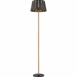 Lampes En Bois-Luminaires Globo Lighting Lampadaire Globo LUNA Couleur bois, Noir, 1 lumière