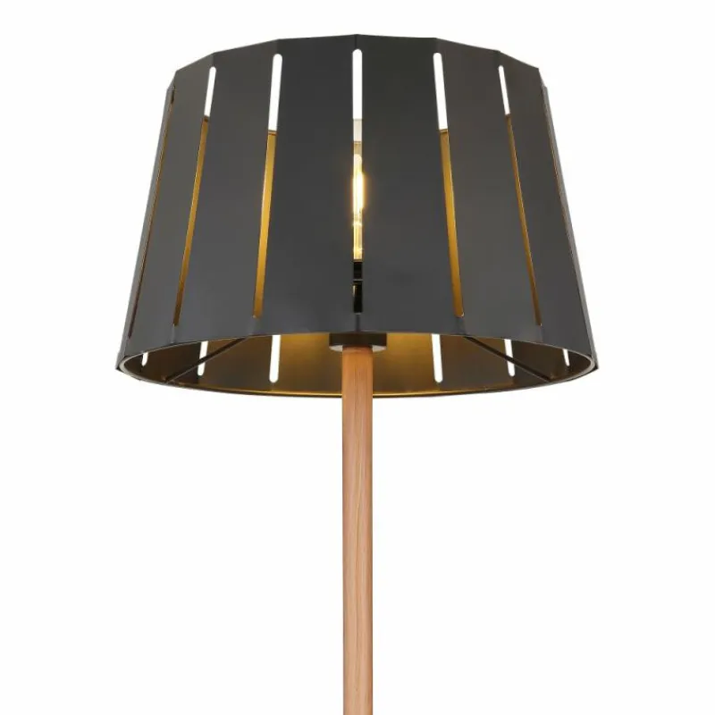 Lampes En Bois-Luminaires Globo Lighting Lampadaire Globo LUNA Couleur bois, Noir, 1 lumière