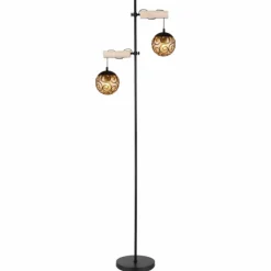Lampes En Bois-Luminaires Globo Lighting Lampadaire Globo MAXI Écru, Noir, 2 lumières