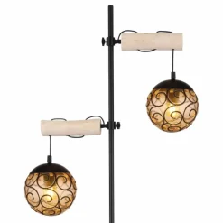 Lampes En Bois-Luminaires Globo Lighting Lampadaire Globo MAXI Écru, Noir, 2 lumières