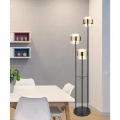 Suspension Verre Fumé-Luminaires Globo Lighting Lampadaire Globo MILLEY Noir, 3 lumières