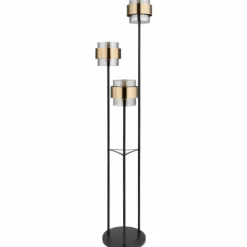 Suspension Verre Fumé-Luminaires Globo Lighting Lampadaire Globo MILLEY Noir, 3 lumières