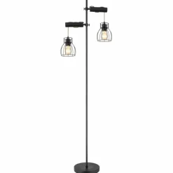Lampes En Bois-Luminaires Globo Lighting Lampadaire Globo MINA Noir, 2 lumières