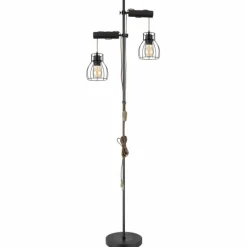 Lampes En Bois-Luminaires Globo Lighting Lampadaire Globo MINA Noir, 2 lumières