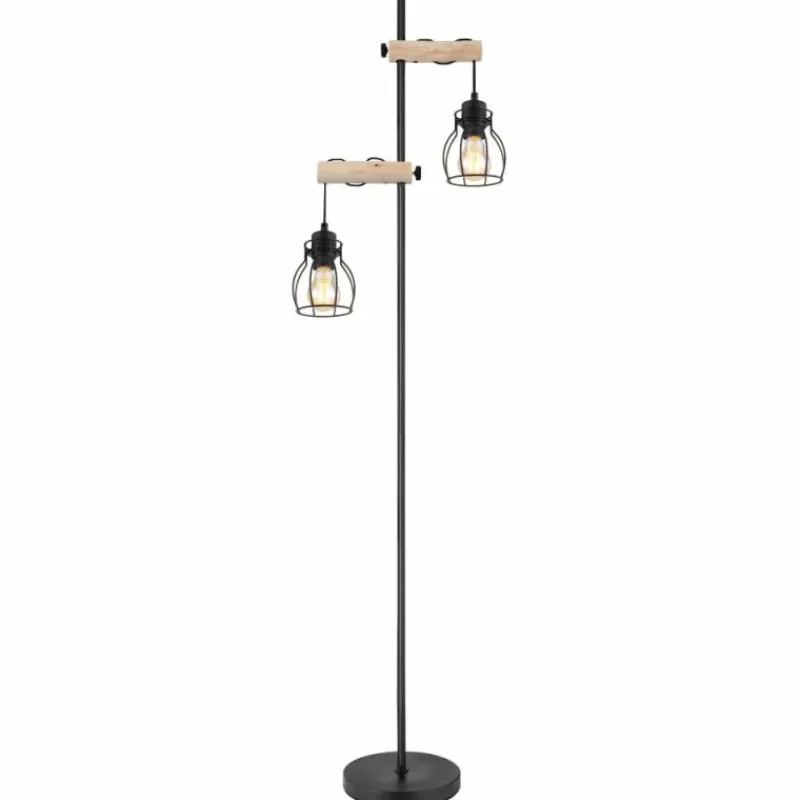 Luminaires Scandinaves-Luminaires Globo Lighting Lampadaire Globo MINA Noir, 2 lumières