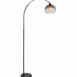 Suspension Verre Fumé-Luminaires Globo Lighting Lampadaire Globo NEWCASTLE Noir, 1 lumière