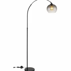 Suspension Verre Fumé-Luminaires Globo Lighting Lampadaire Globo NEWCASTLE Noir, 1 lumière