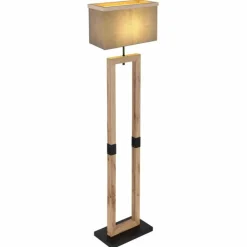 Lampes En Tissu-Luminaires Globo Lighting Lampadaire Globo OSSI Couleur bois, Noir, 1 lumière