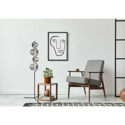 Suspension Verre Fumé-Luminaires Globo Lighting Lampadaire Globo PORRY Noir, 4 lumières