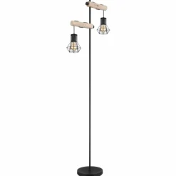 Lampes En Bois-Luminaires Globo Lighting Lampadaire Globo PRISKA Écru, Noir, 2 lumières