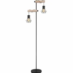 Lampes En Bois-Luminaires Globo Lighting Lampadaire Globo PRISKA Écru, Noir, 2 lumières