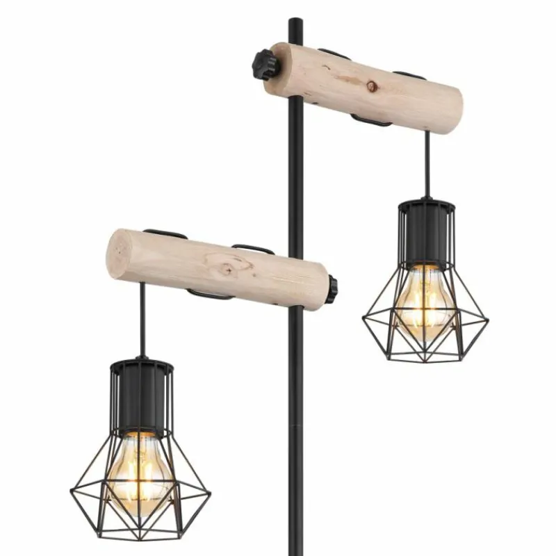 Lampes En Bois-Luminaires Globo Lighting Lampadaire Globo PRISKA Écru, Noir, 2 lumières