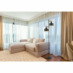 Lampes En Bois-Luminaires Globo Lighting Lampadaire Globo RIELLY Couleur bois, Noir, 2 lumières