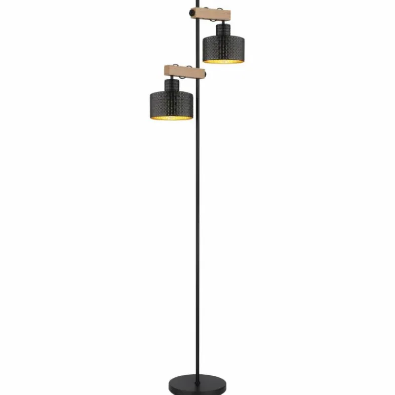 Lampes En Bois-Luminaires Globo Lighting Lampadaire Globo RIELLY Couleur bois, Noir, 2 lumières