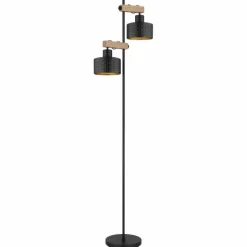 Lampes En Bois-Luminaires Globo Lighting Lampadaire Globo RIELLY Couleur bois, Noir, 2 lumières