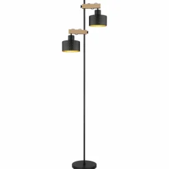 Lampes En Bois-Luminaires Globo Lighting Lampadaire Globo RIELLY Couleur bois, Noir, 2 lumières