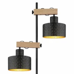 Lampes En Bois-Luminaires Globo Lighting Lampadaire Globo RIELLY Couleur bois, Noir, 2 lumières