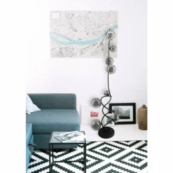 Suspension Verre Fumé-Luminaires Globo Lighting Lampadaire Globo RIHA LED Noir, 9 lumières