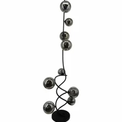 Suspension Verre Fumé-Luminaires Globo Lighting Lampadaire Globo RIHA LED Noir, 9 lumières