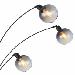 Suspension Verre Fumé-Luminaires Globo Lighting Lampadaire Globo SEYMOUR Noir, 5 lumières
