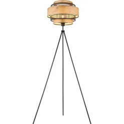 Lampes En Bois-Luminaires Globo Lighting Lampadaire Globo SOENI Noir, 1 lumière
