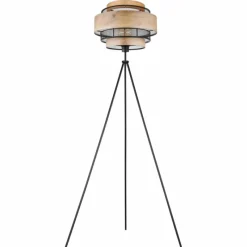 Lampes En Bois-Luminaires Globo Lighting Lampadaire Globo SOENI Noir, 1 lumière