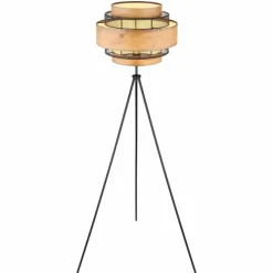 Lampes En Bois-Luminaires Globo Lighting Lampadaire Globo SOENI Noir, 1 lumière