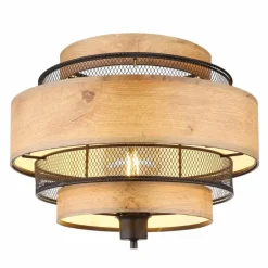 Lampes En Bois-Luminaires Globo Lighting Lampadaire Globo SOENI Noir, 1 lumière