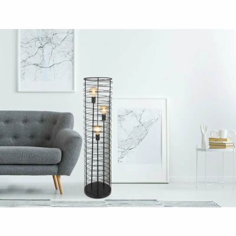 Lampes Industrielles-Luminaires Globo Lighting Lampadaire Globo TILLY Noir, 3 lumières