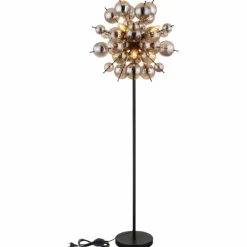 Suspension Verre Fumé-Luminaires Globo Lighting Lampadaire Globo UDO Noir, 6 lumières