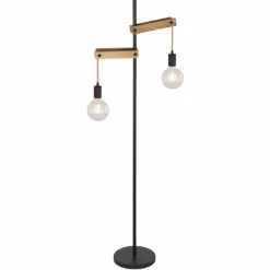 Lampes En Tissu-Luminaires Globo Lighting Lampadaire Globo VISSO Brun, Noir, 2 lumières