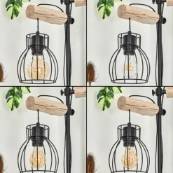 Lampes Vintages & Rétros-hofstein Lampadaire Gondo Bois clair, Noir, 2 lumières