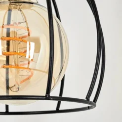 Lampes Vintages & Rétros-hofstein Lampadaire Gondo Bois clair, Noir, 2 lumières