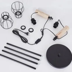 Lampes Vintages & Rétros-hofstein Lampadaire Gondo Bois clair, Noir, 2 lumières