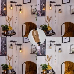 Lampes Vintages & Rétros-hofstein Lampadaire Gondo Écru, Noir, 2 lumières