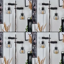 Lampes Vintages & Rétros-hofstein Lampadaire Gondo Écru, Noir, 2 lumières