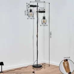 Lampes Vintages & Rétros-hofstein Lampadaire Gondo Écru, Noir, 2 lumières