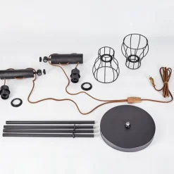 Lampes Vintages & Rétros-hofstein Lampadaire Gondo Écru, Noir, 2 lumières