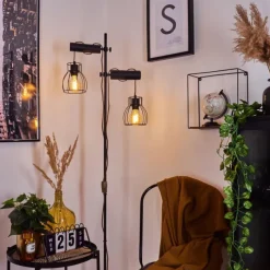 Lampes Vintages & Rétros-hofstein Lampadaire Gondo Écru, Noir, 2 lumières