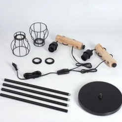 Lampes Vintages & Rétros-hofstein Lampadaire Gondo Écru, Noir, 2 lumières