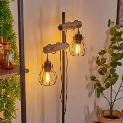 Lampes Vintages & Rétros-hofstein Lampadaire Gondo Écru, Noir, 2 lumières