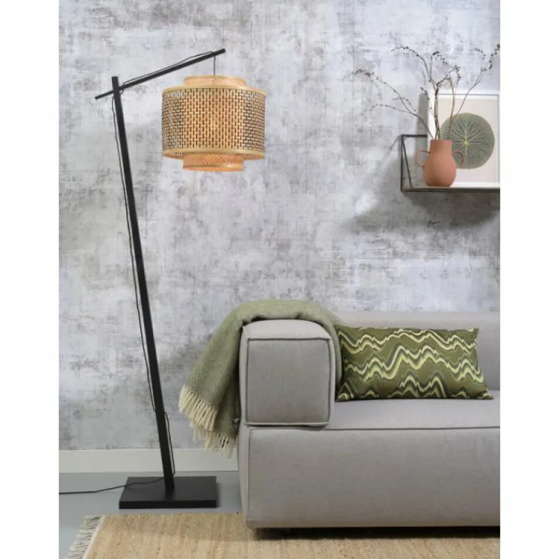 Style Boho-Chic-Good & Mojo Lampadaire Bhutan Noir, 1 lumière