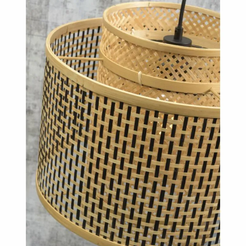 Style Boho-Chic-Good & Mojo Lampadaire Bhutan Noir, 1 lumière